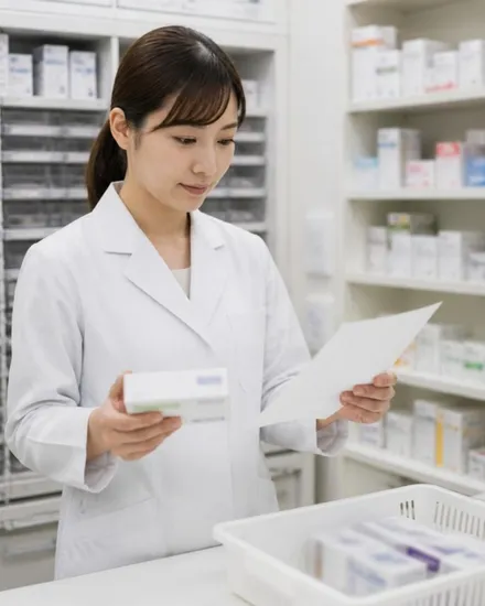 調剤室で処方箋を監査する薬剤師