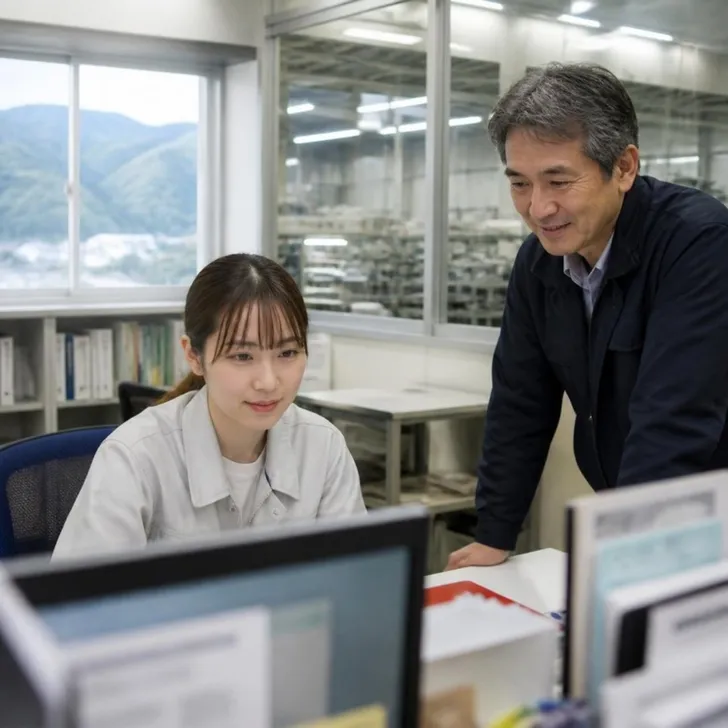 大学のキャリアセンターで地元企業の資料を見る学生の場面(イメージ)