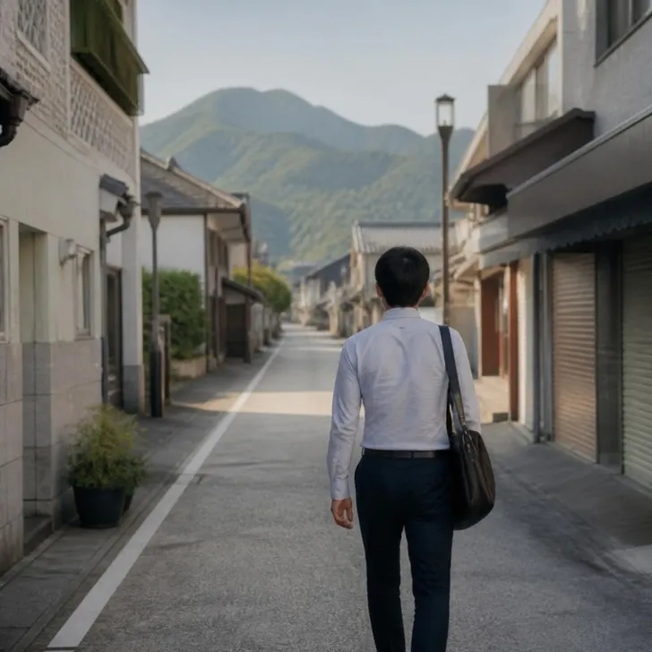地元の会社へ通勤する会社員の場面(イメージ)