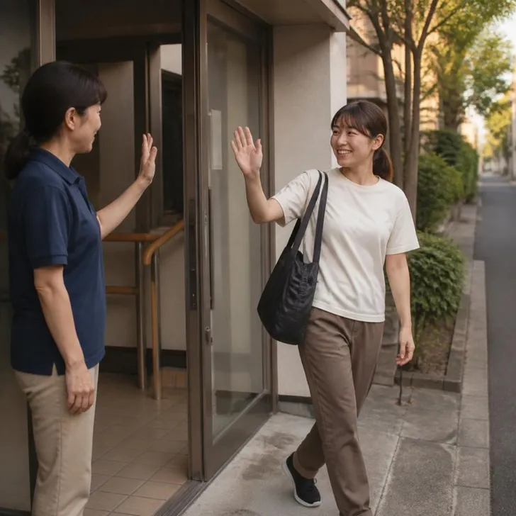日勤のデイサービスで利用者と話す場面(イメージ)