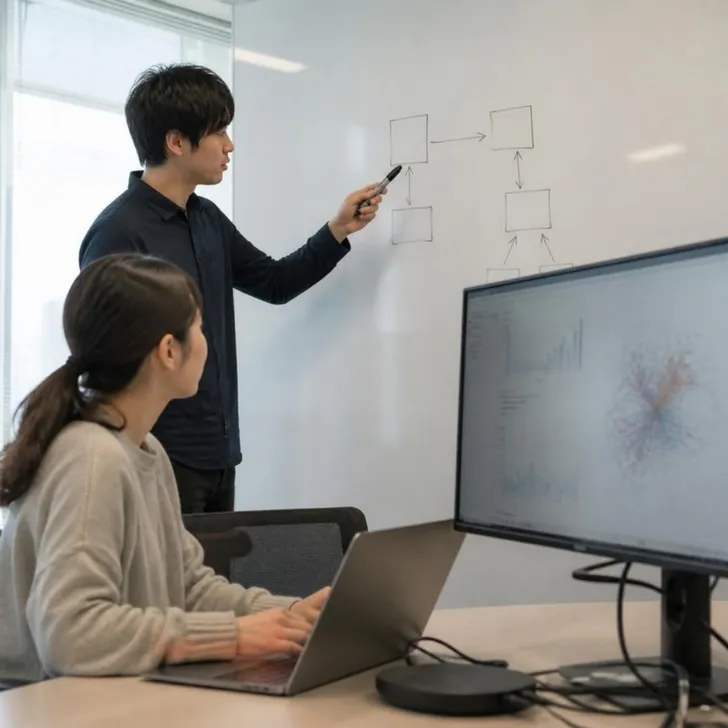 モデルの精度を確認する生成AI・MLエンジニアの場面(イメージ)