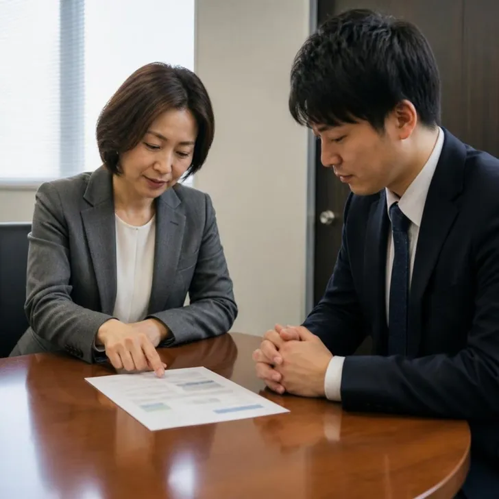 上司と評価の面談をする場面(イメージ)