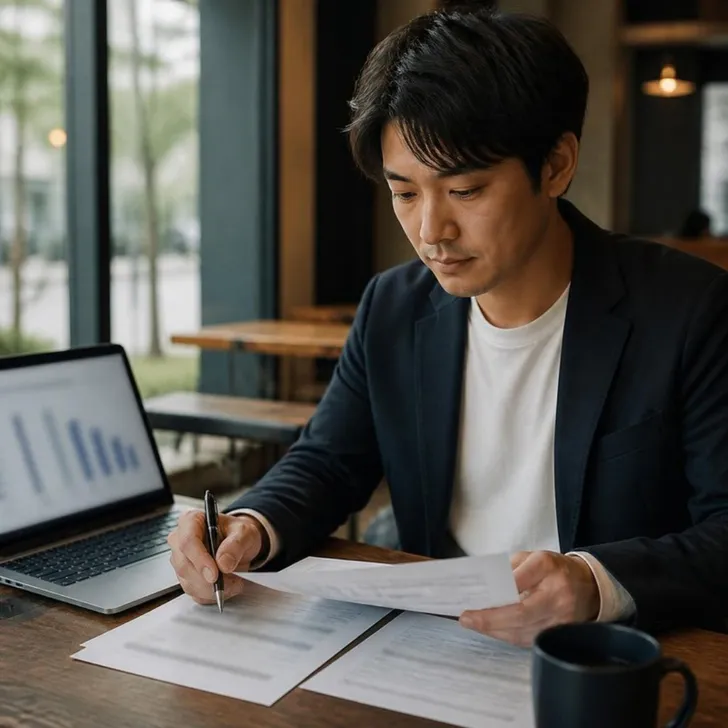年収と実績を整理するエンジニアの場面(イメージ)